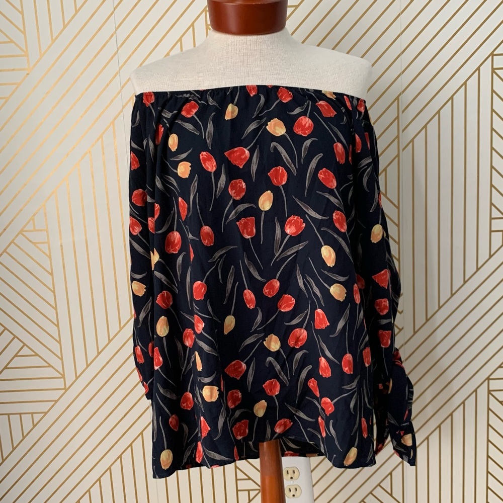 Le Lis Floral Tulip Off The Shoulder Blouse boho bohemian feminine romantic L - Picture 2 of 11